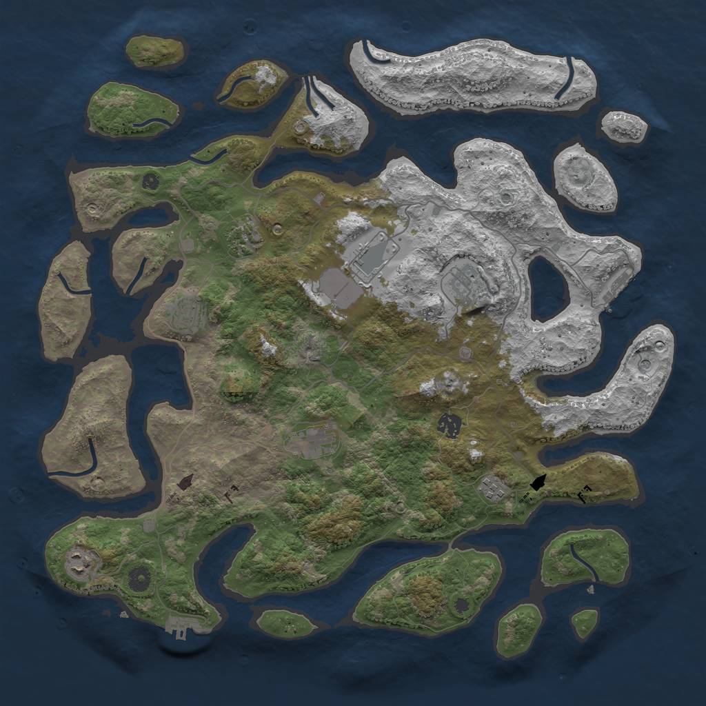 Rust Map: Procedural Map, Size: 4320, Seed: 1234567890, 13 Monuments