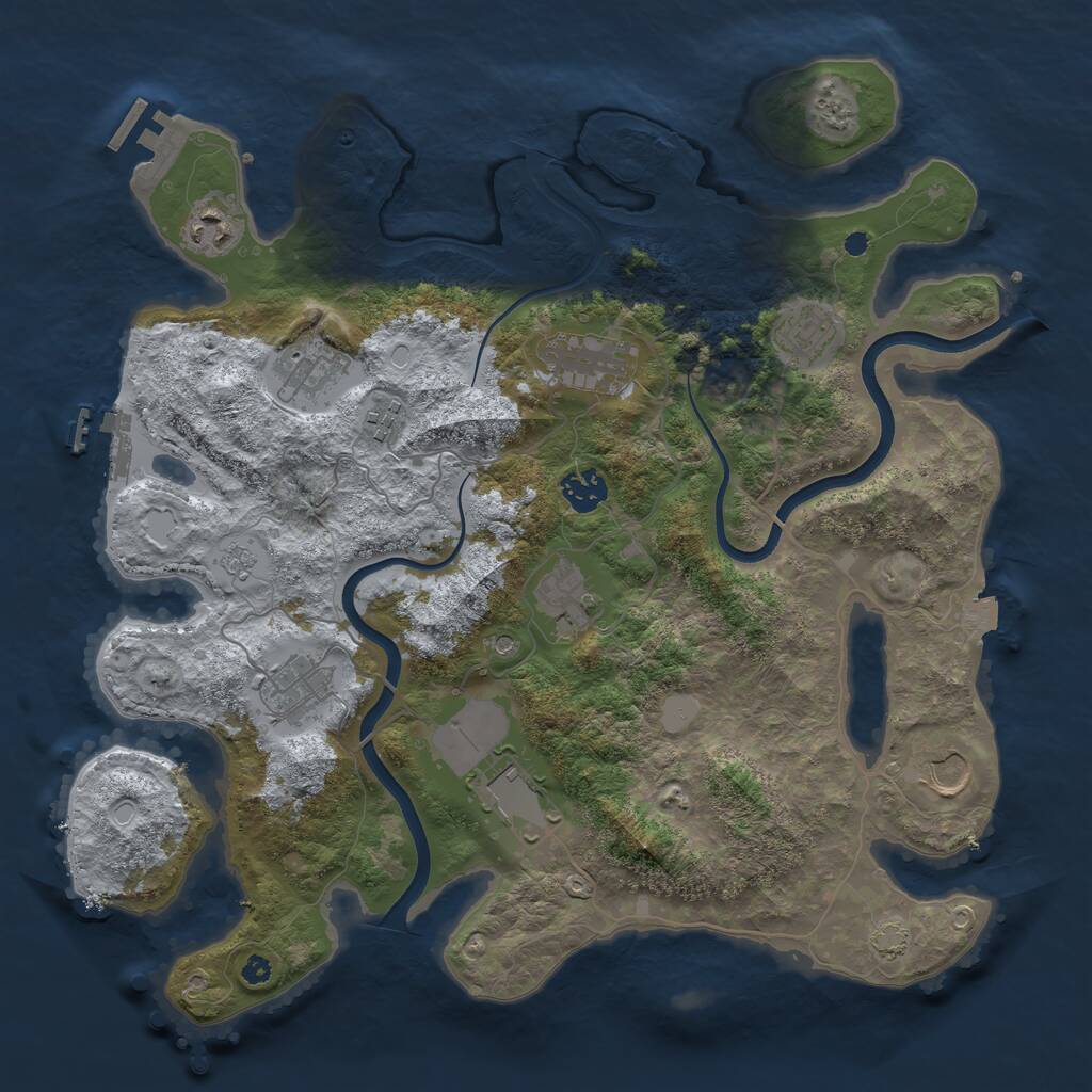 Rust Map: Procedural Map, Size: 3750, Seed: 138196437, 16 Monuments