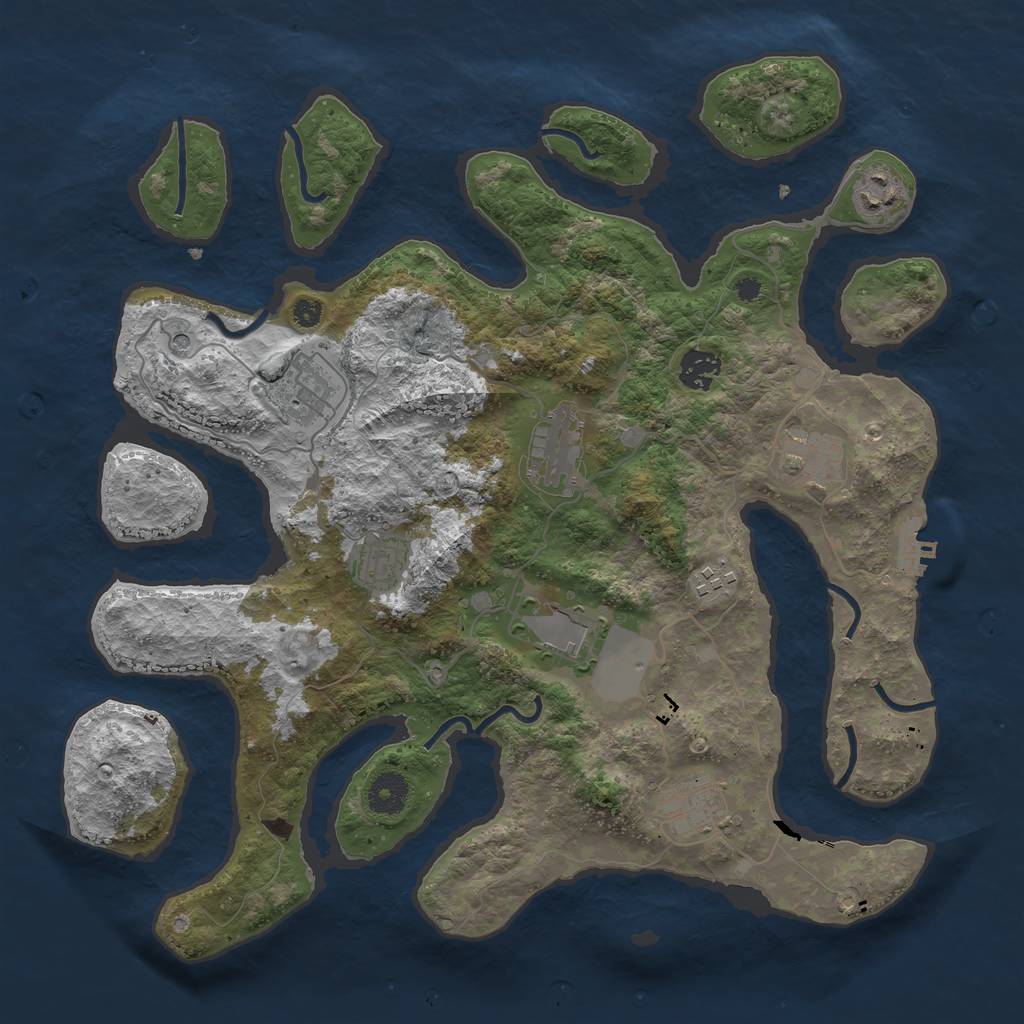 Rust Map: Procedural Map, Size: 3750, Seed: 138196437, 13 Monuments