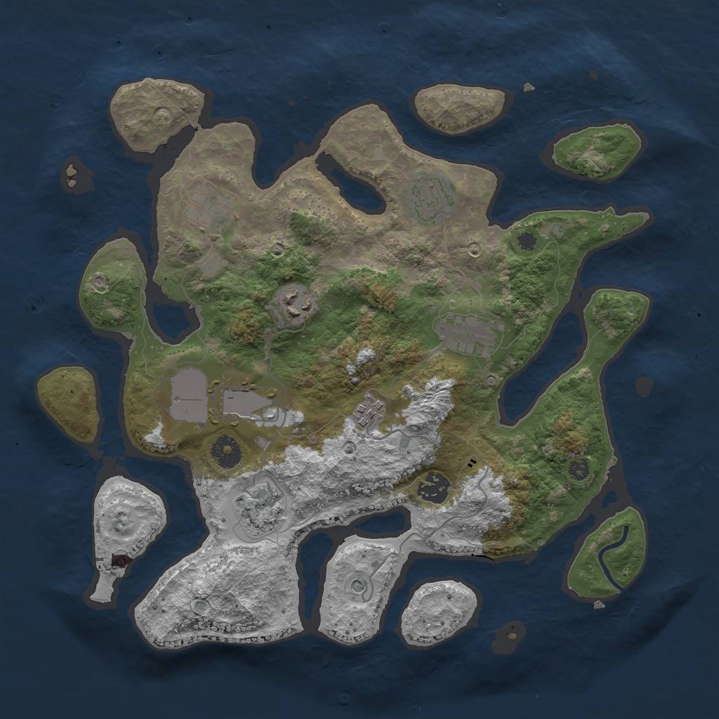 Rust Map: Procedural Map, Size: 3500, Seed: 612176498, 11 Monuments