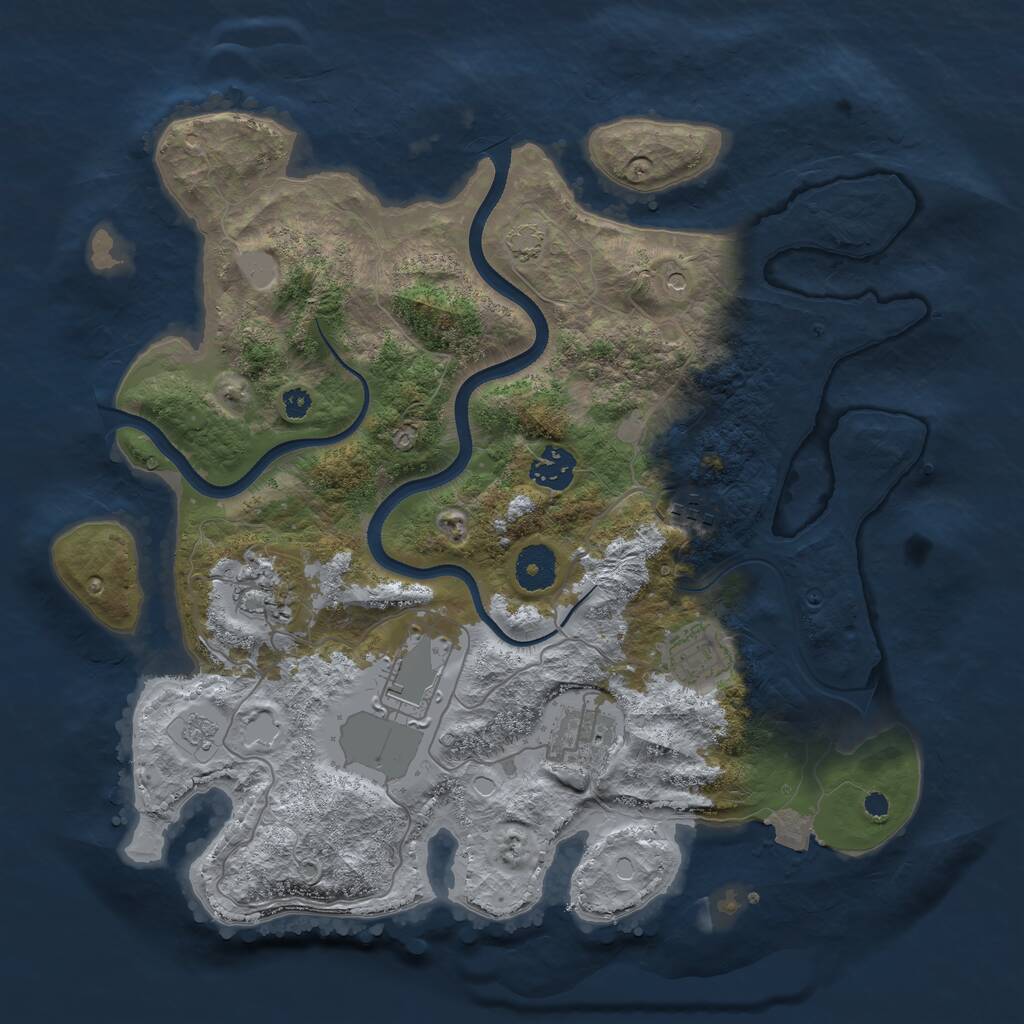 Rust Map: Procedural Map, Size: 3500, Seed: 612176498, 10 Monuments