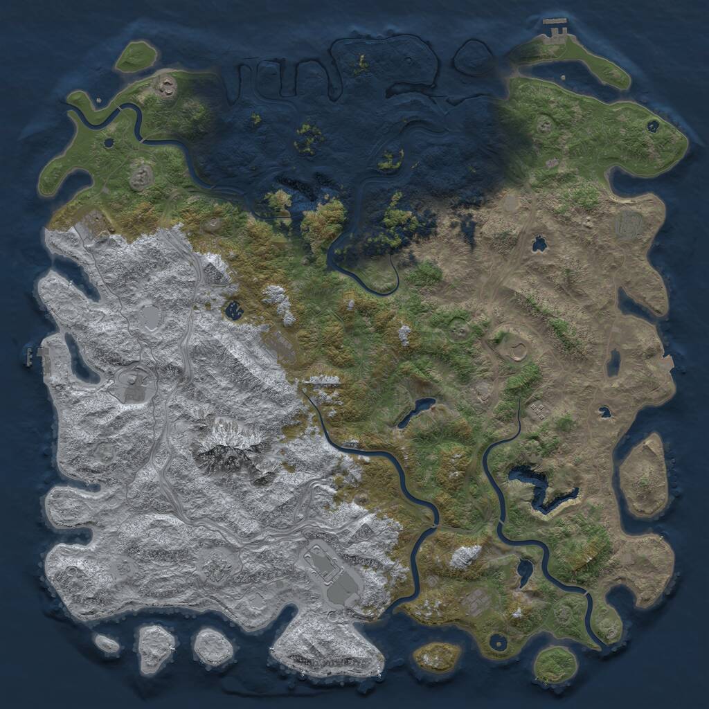 Rust Map: Procedural Map, Size: 6000, Seed: 63061726, 17 Monuments