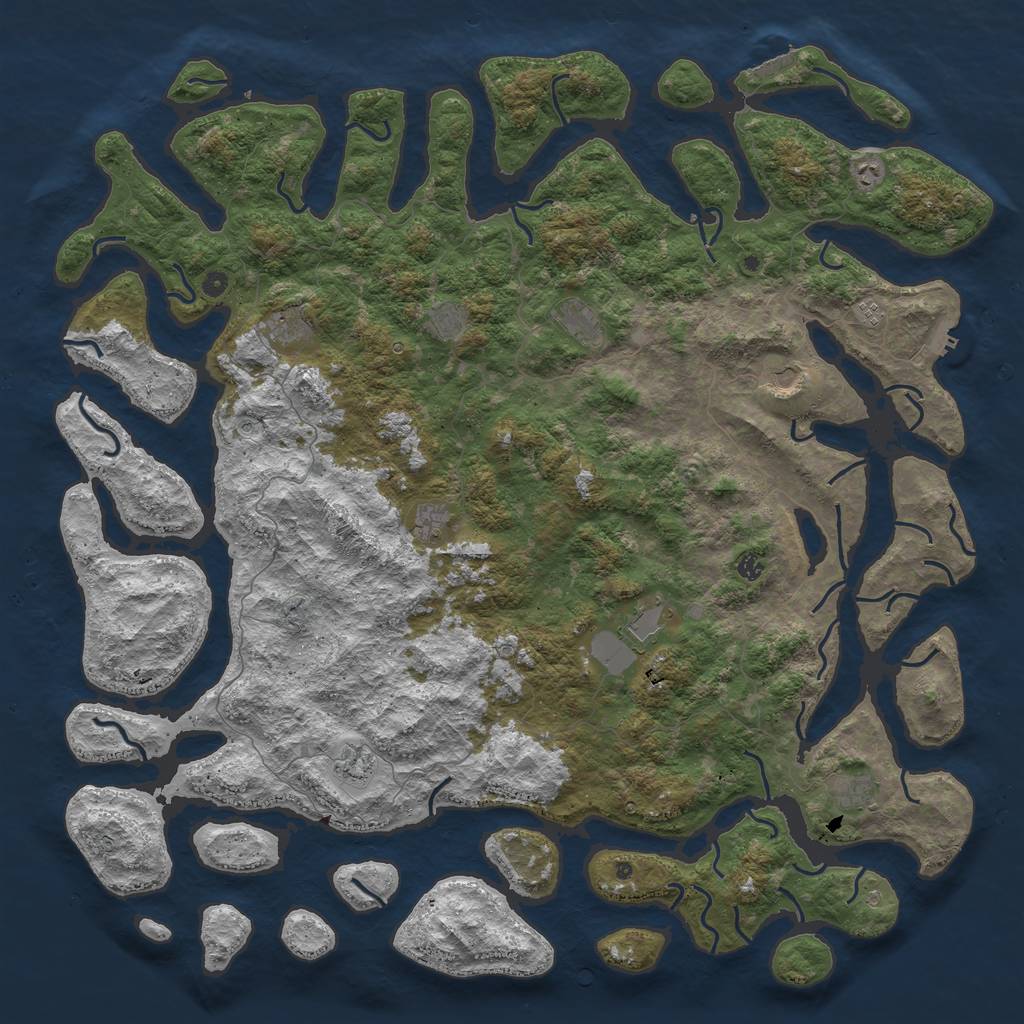 Rust Map: Procedural Map, Size: 6000, Seed: 63061726, 16 Monuments