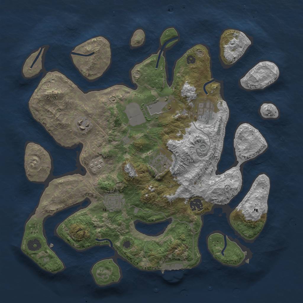 Rust Map: Procedural Map, Size: 3500, Seed: 6805, 11 Monuments