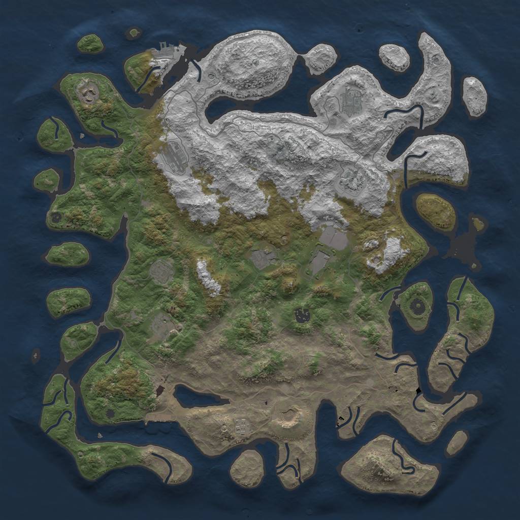 Rust Map: Procedural Map, Size: 5000, Seed: 354010, 16 Monuments