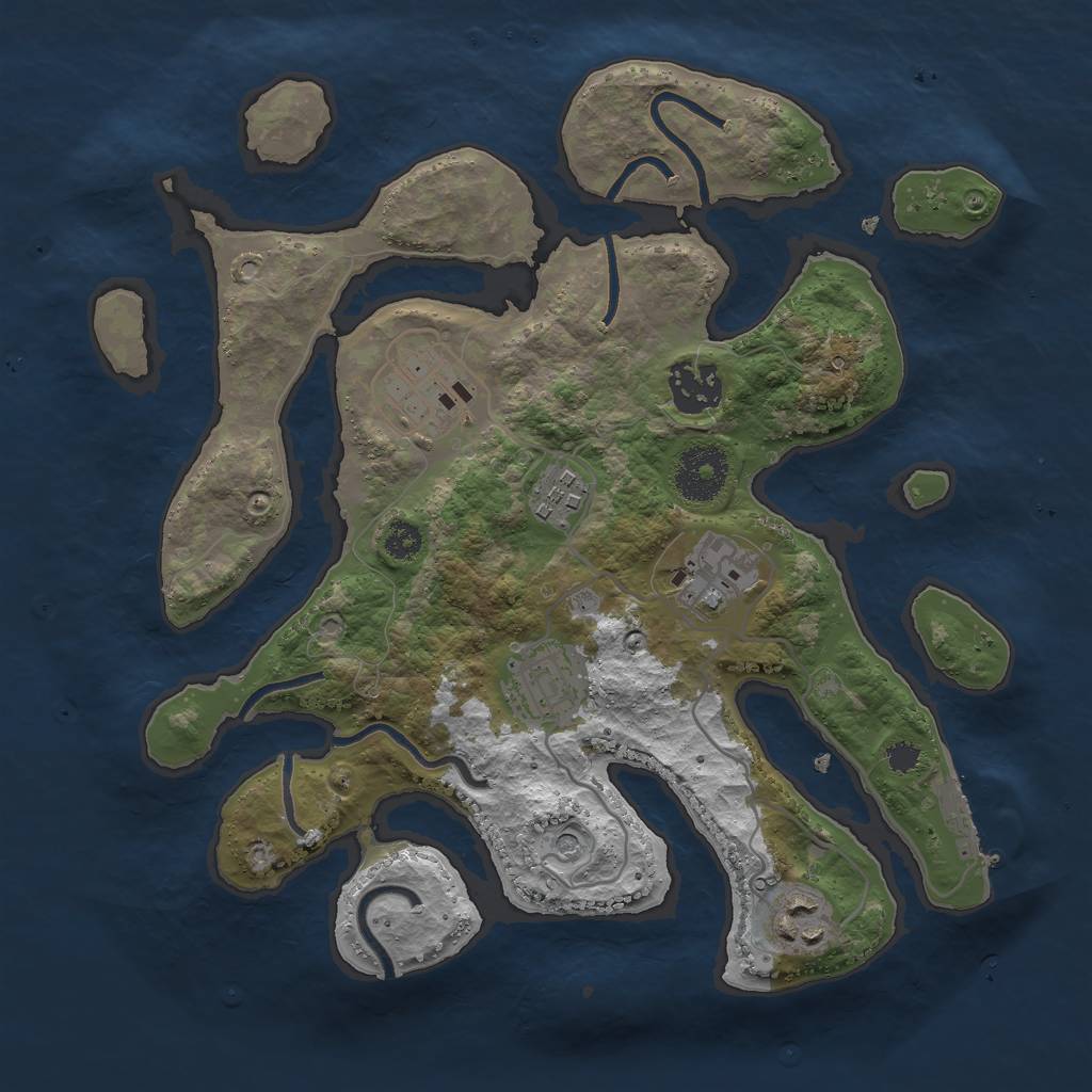 Rust Map: Procedural Map, Size: 3000, Seed: 8050092, 10 Monuments