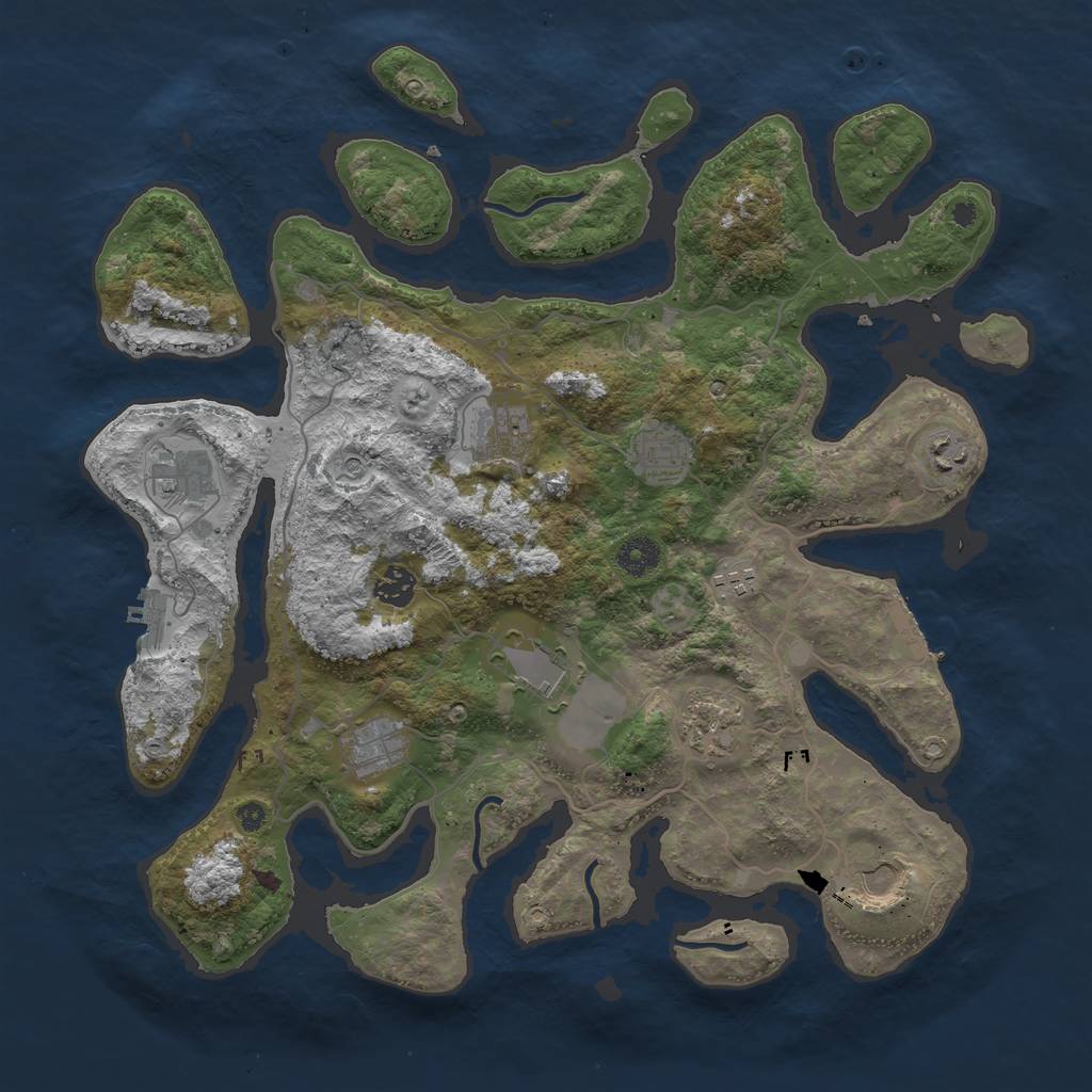 Rust Map: Procedural Map, Size: 4000, Seed: 843985, 15 Monuments