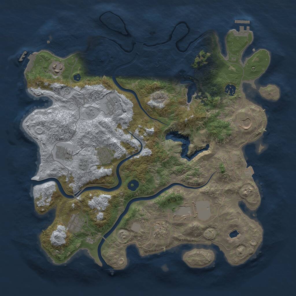 Rust Map: Procedural Map, Size: 4000, Seed: 843985, 16 Monuments