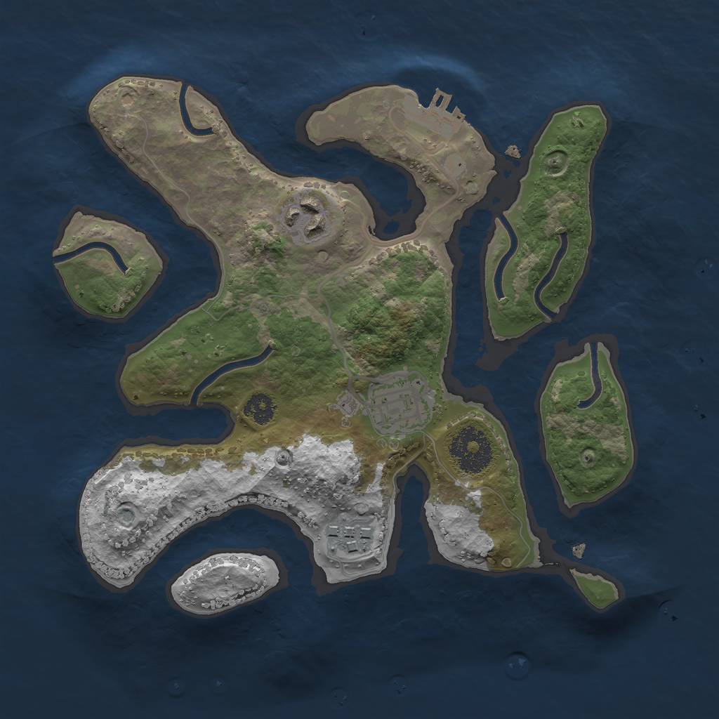 Rust Map: Procedural Map, Size: 2500, Seed: 253147, 6 Monuments