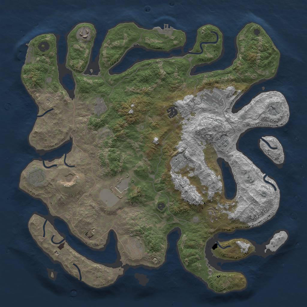 Rust Map: Procedural Map, Size: 4250, Seed: 64817642, 16 Monuments