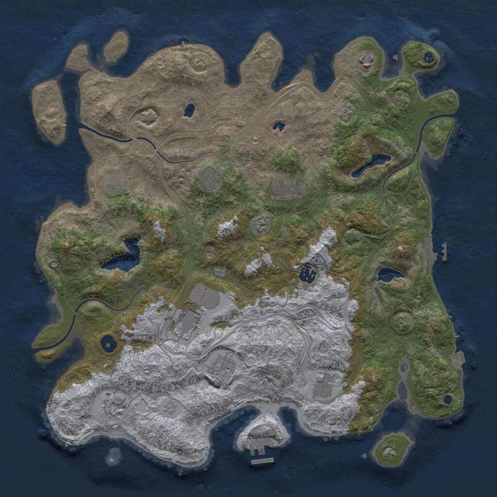 Rust Map: Procedural Map, Size: 4500, Seed: 1139318629, 16 Monuments