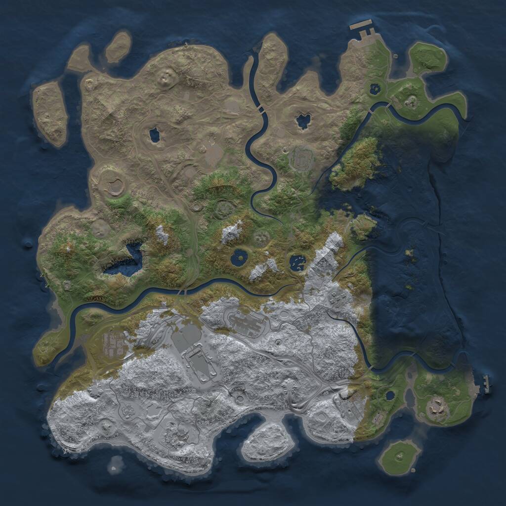 Rust Map: Procedural Map, Size: 4500, Seed: 1139318629, 17 Monuments