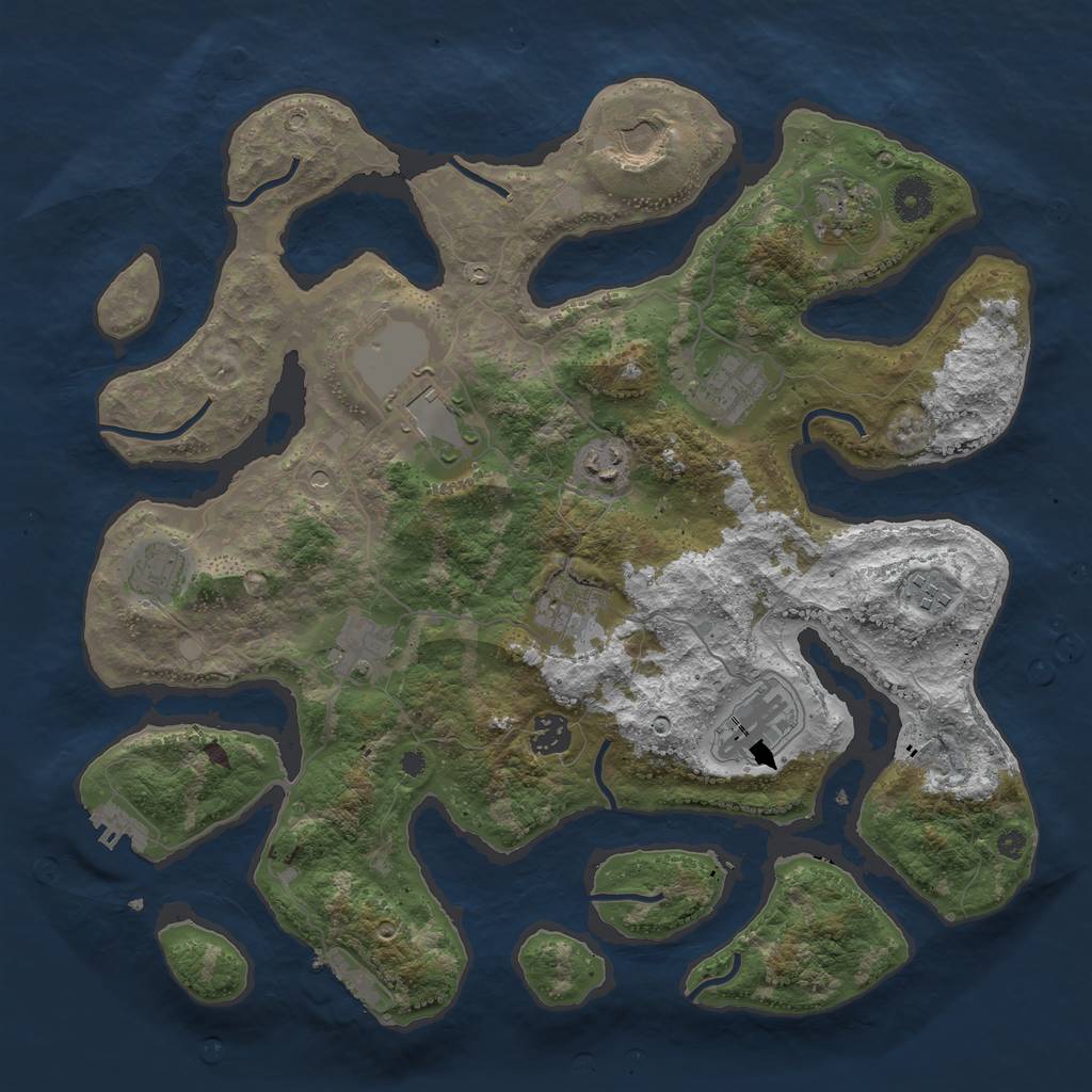 Rust Map: Procedural Map, Size: 3850, Seed: 466801974, 16 Monuments