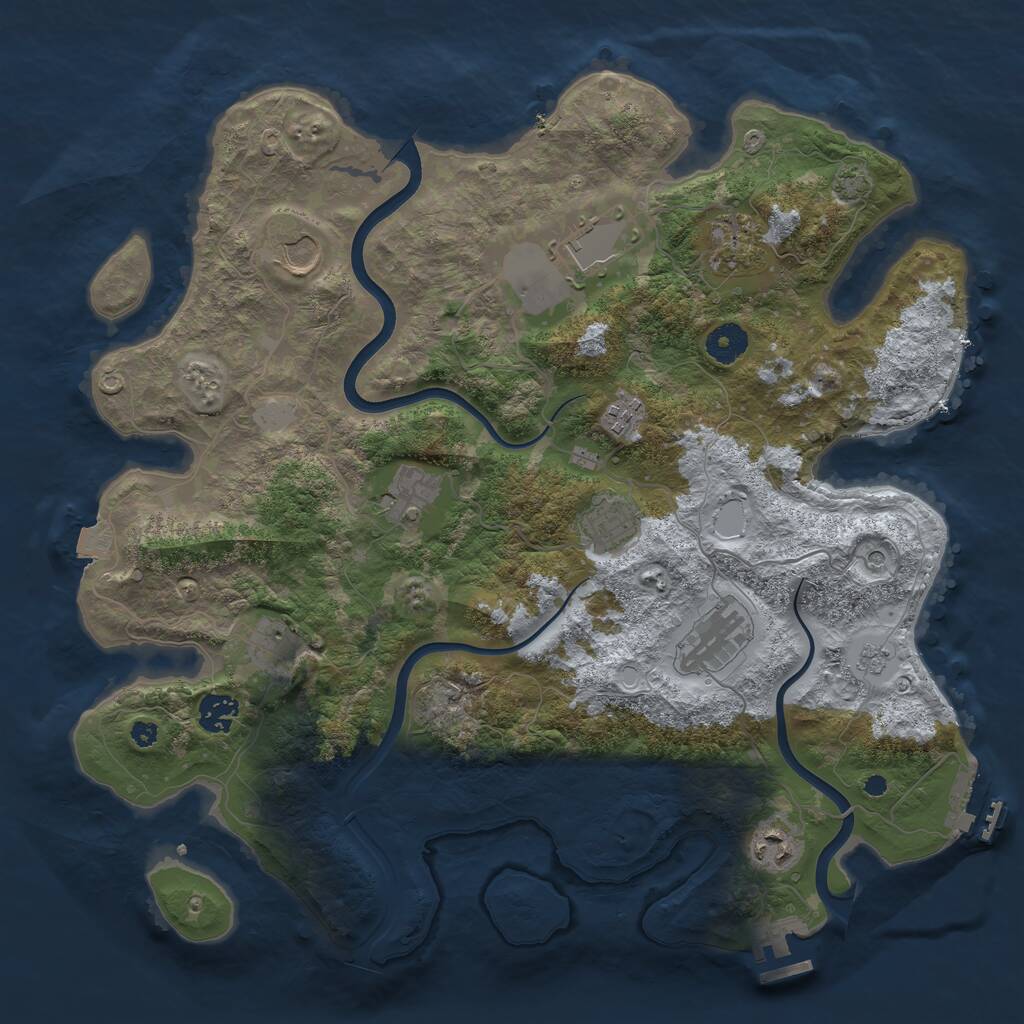 Rust Map: Procedural Map, Size: 3850, Seed: 466801974, 16 Monuments