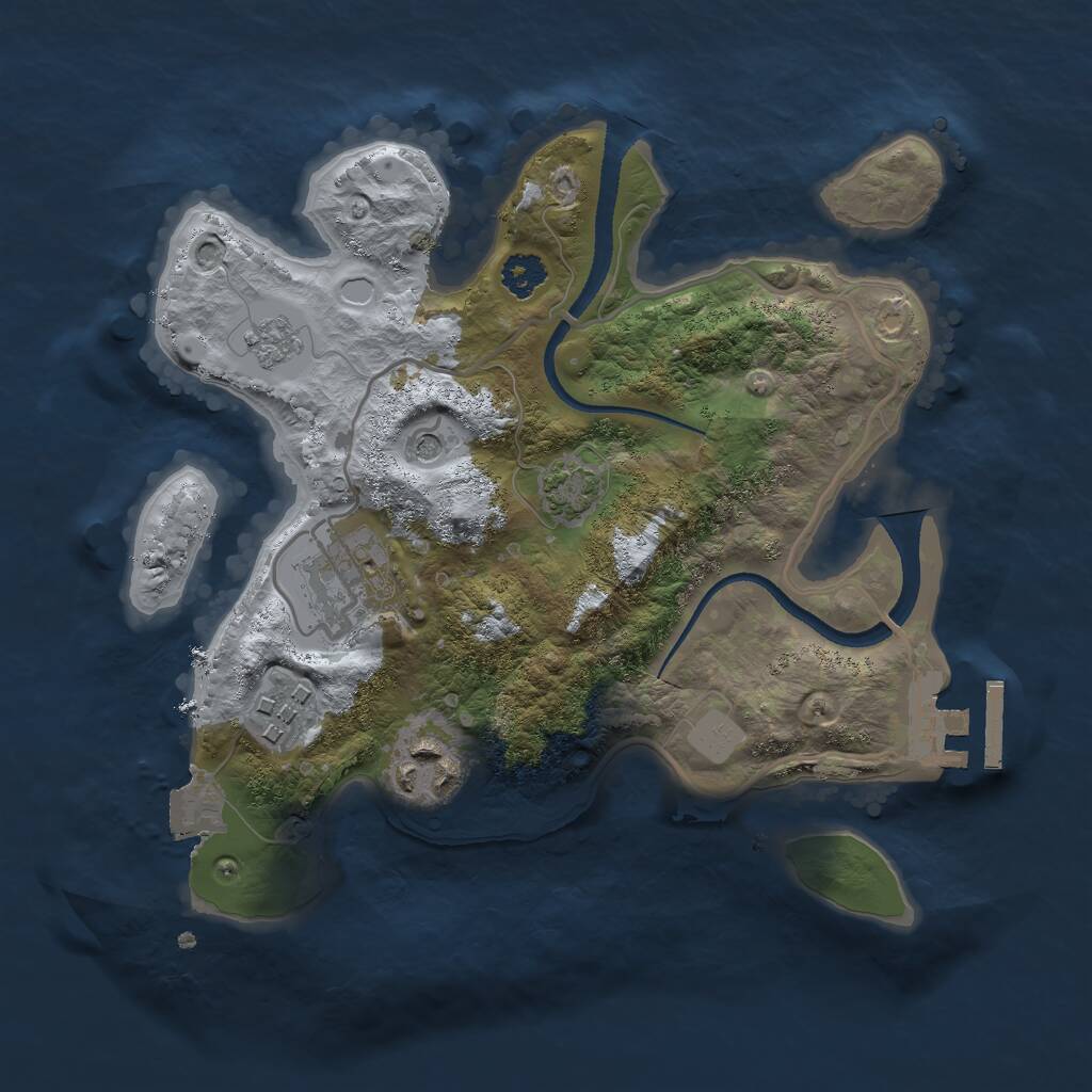 Rust Map: Procedural Map, Size: 2500, Seed: 257067, 8 Monuments
