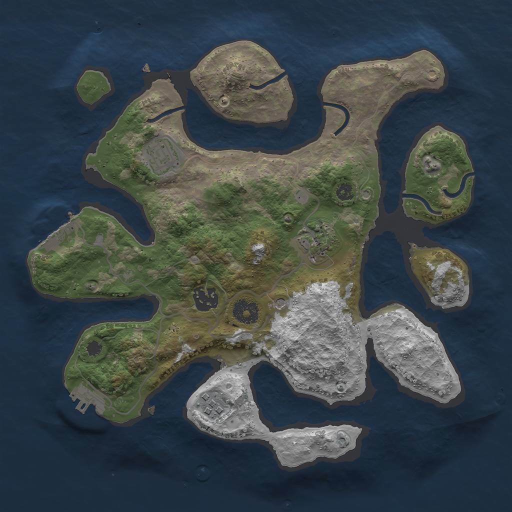 Rust Map: Procedural Map, Size: 3000, Seed: 388866209, 9 Monuments