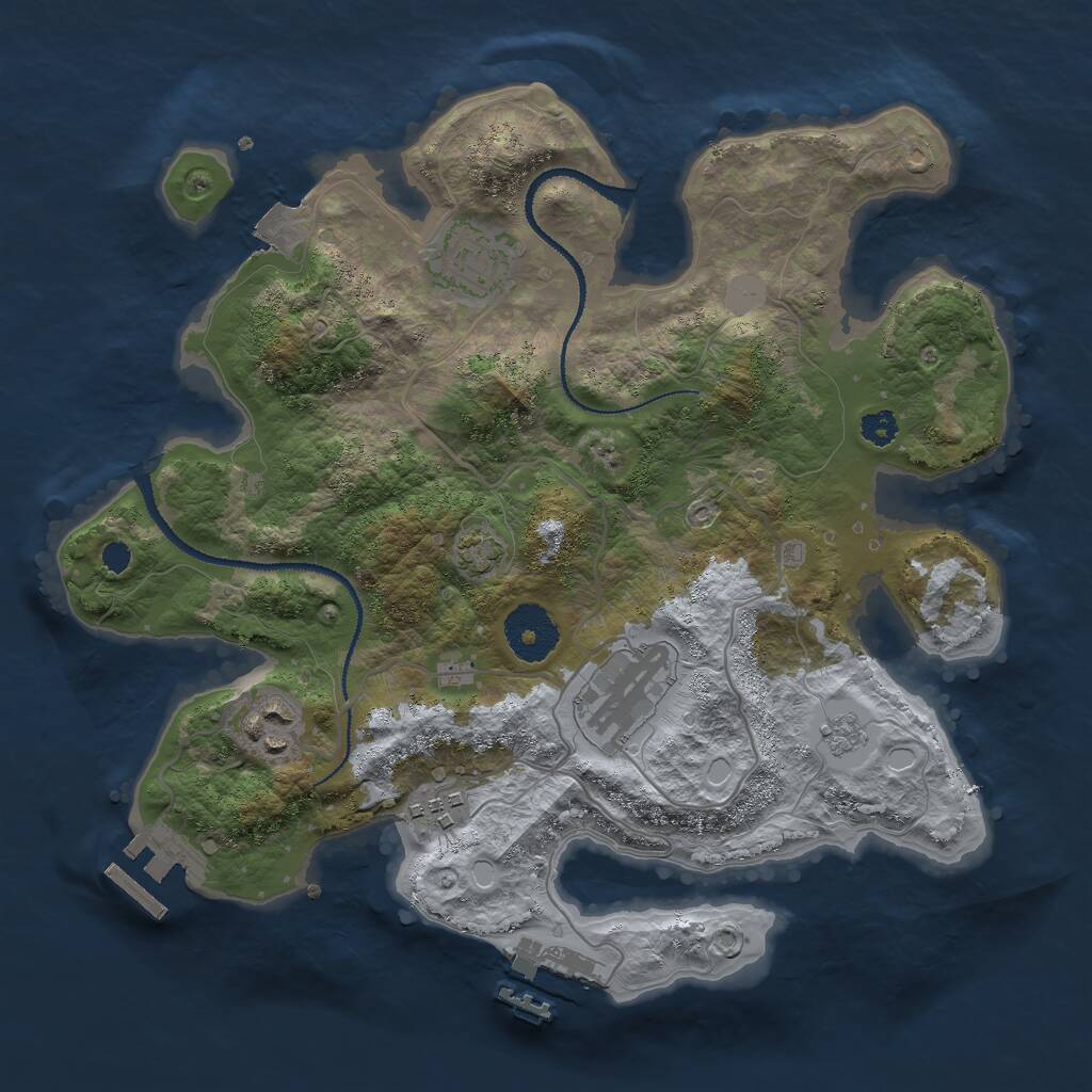Rust Map: Procedural Map, Size: 3000, Seed: 388866209, 9 Monuments