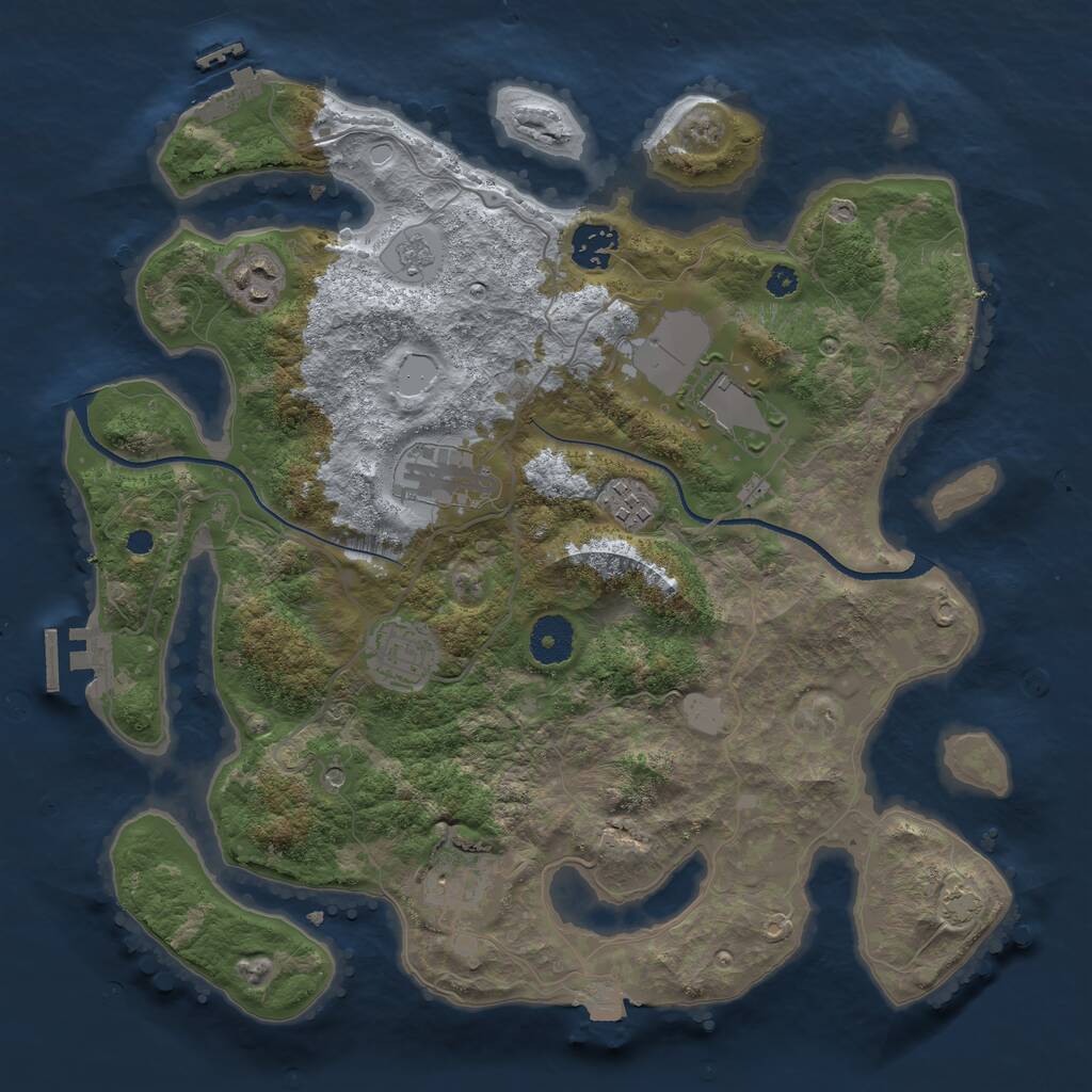 Rust Map: Procedural Map, Size: 3500, Seed: 1806930816, 13 Monuments
