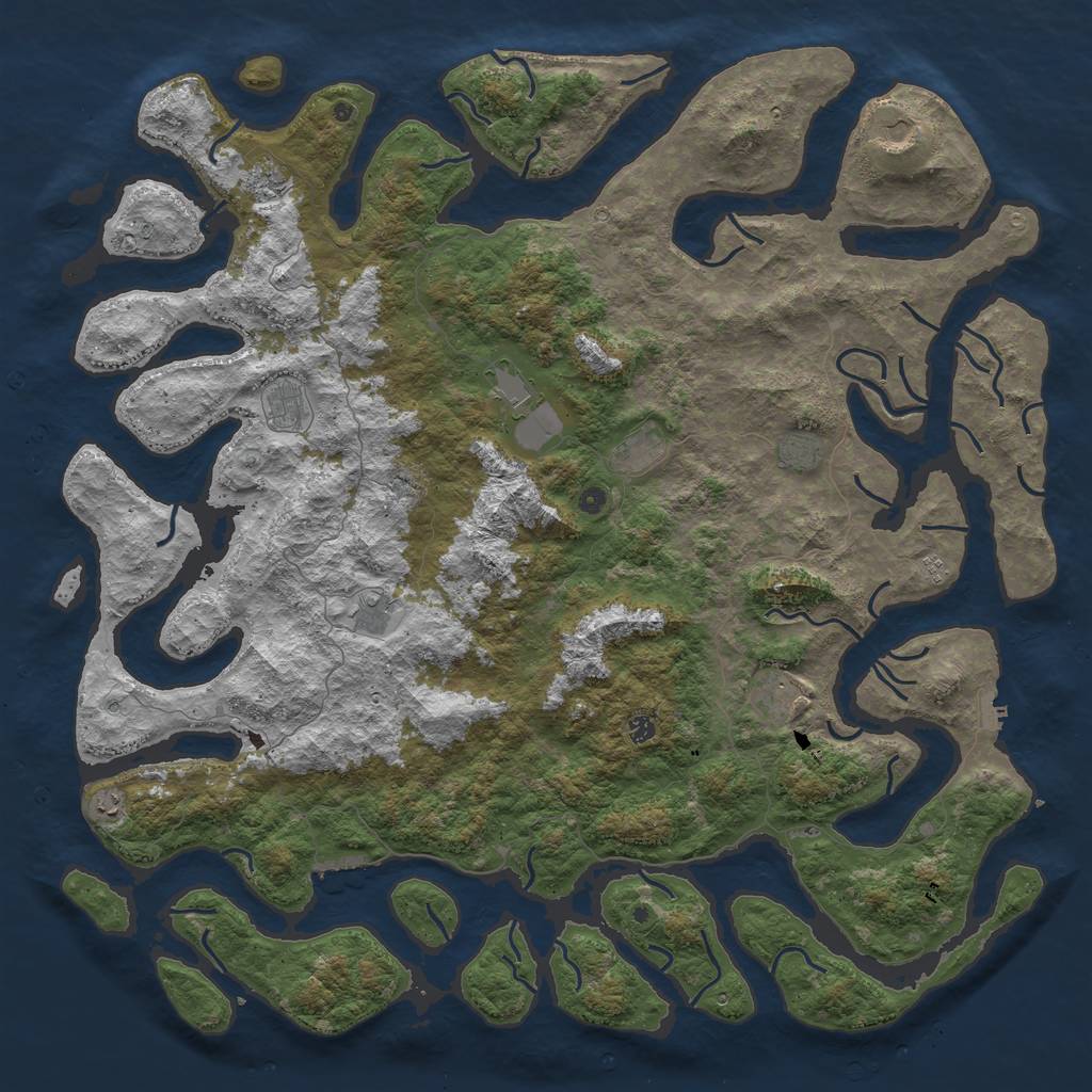 Rust Map: Procedural Map, Size: 6000, Seed: 123242, 16 Monuments