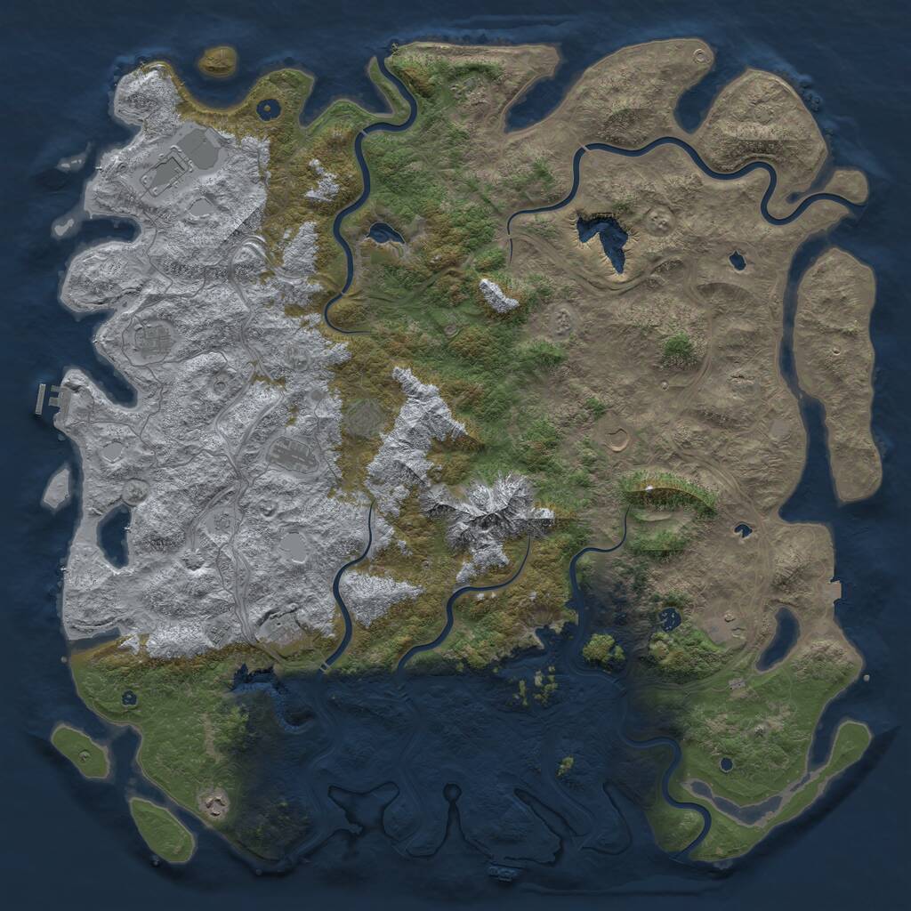 Rust Map: Procedural Map, Size: 6000, Seed: 123242, 17 Monuments