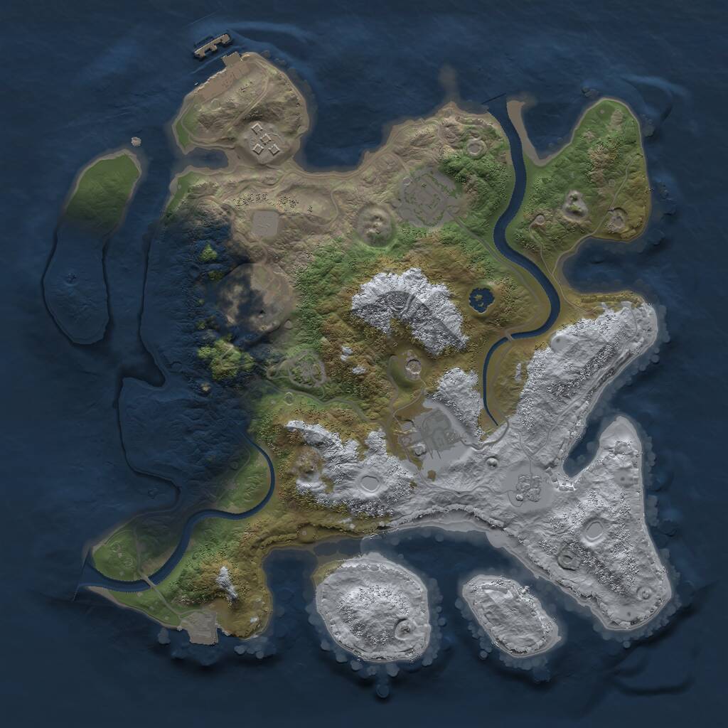 Rust Map: Procedural Map, Size: 3000, Seed: 654530205, 9 Monuments