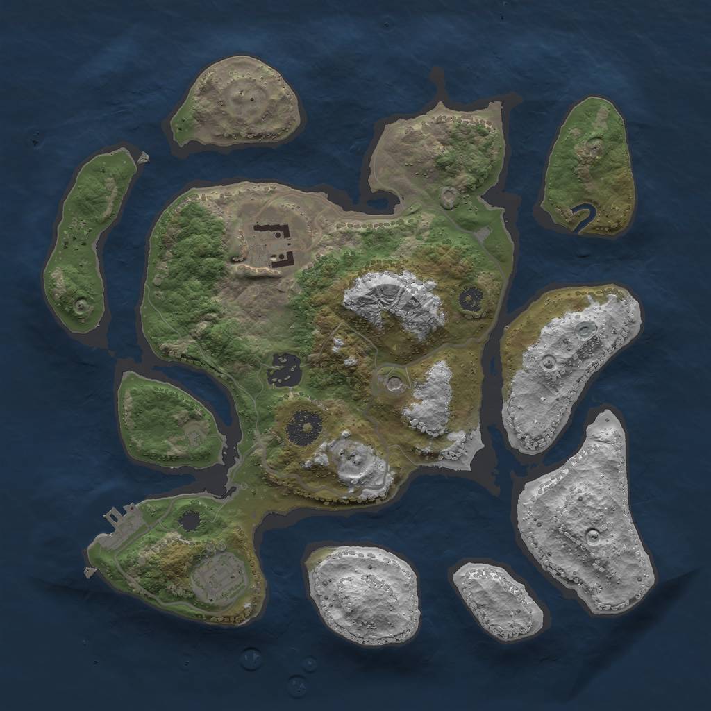 Rust Map: Procedural Map, Size: 3000, Seed: 654530205, 7 Monuments