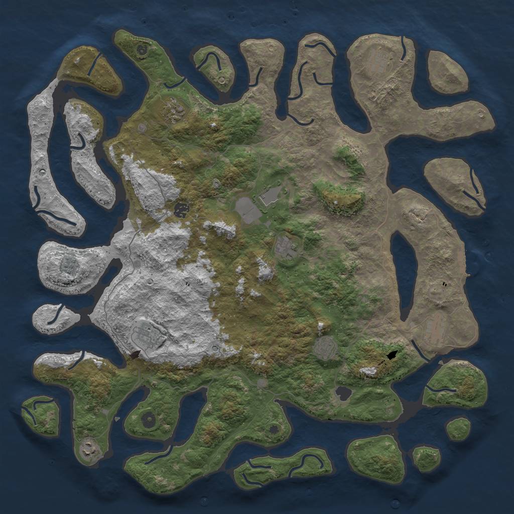 Rust Map: Procedural Map, Size: 5000, Seed: 2075310597, 14 Monuments