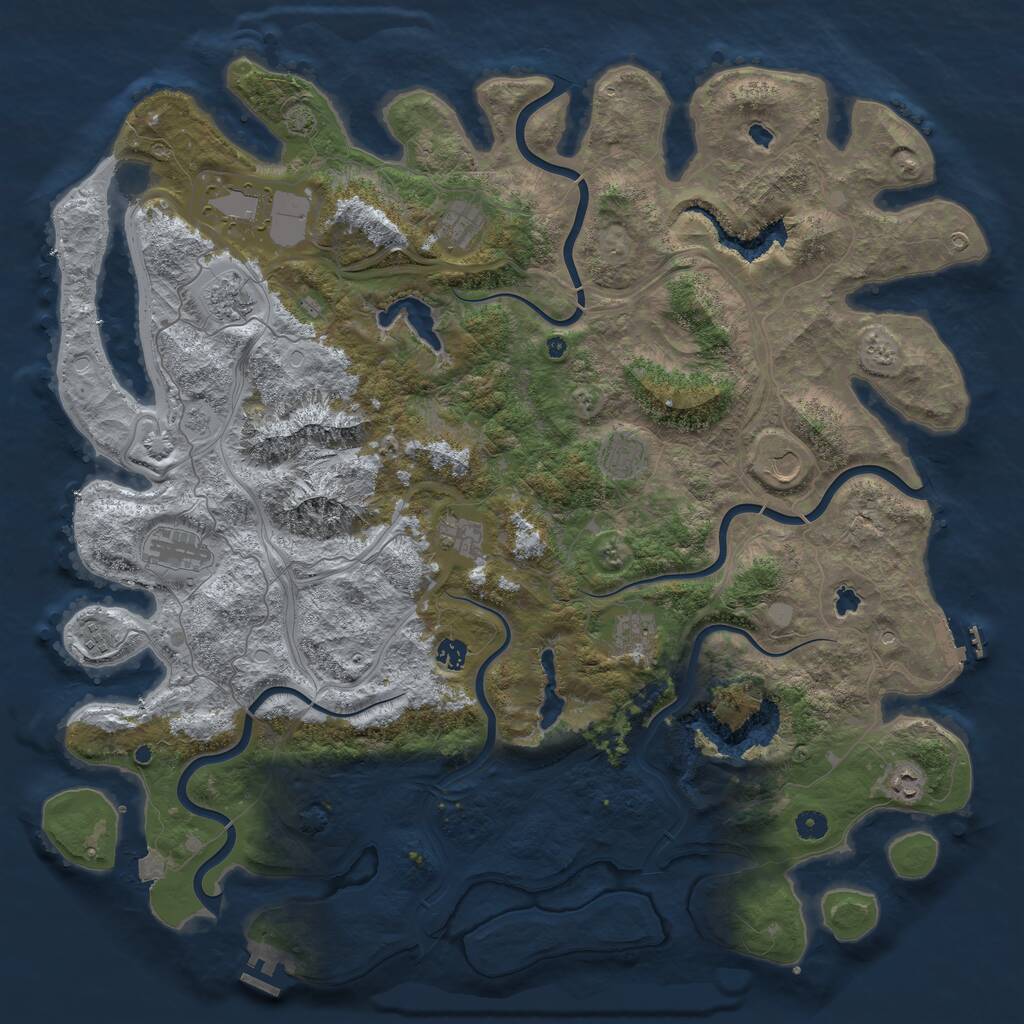 Rust Map: Procedural Map, Size: 5000, Seed: 2075310597, 17 Monuments