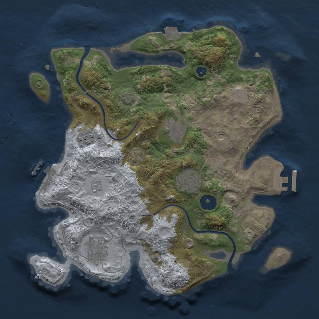 Rust Map: Procedural Map, Size: 3000, Seed: 2423360, 10 Monuments