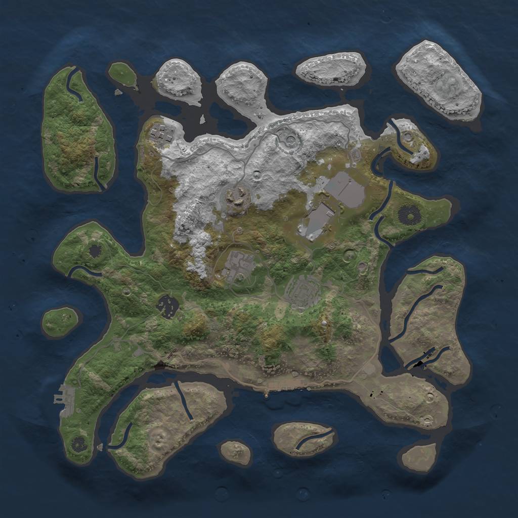 Rust Map: Procedural Map, Size: 3500, Seed: 1417847159, 11 Monuments