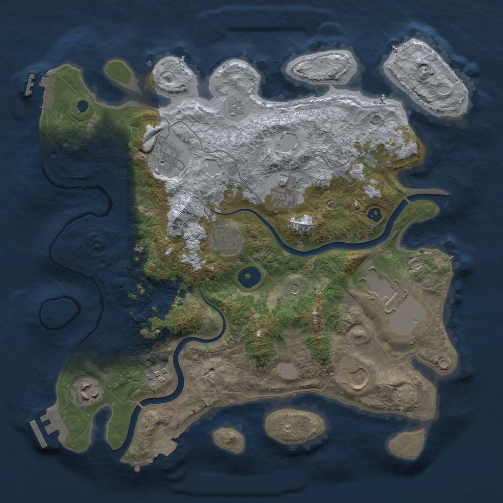 Rust Map: Procedural Map, Size: 3500, Seed: 1417847159, 13 Monuments