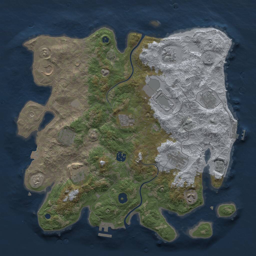 Rust Map: Procedural Map, Size: 3850, Seed: 2010365415, 17 Monuments