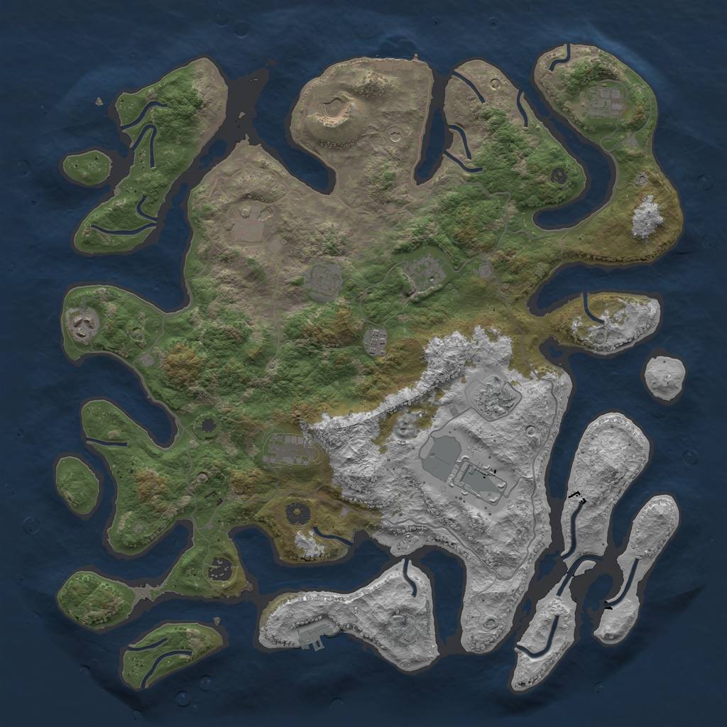 Rust Map: Procedural Map, Size: 4500, Seed: 534026021, 16 Monuments