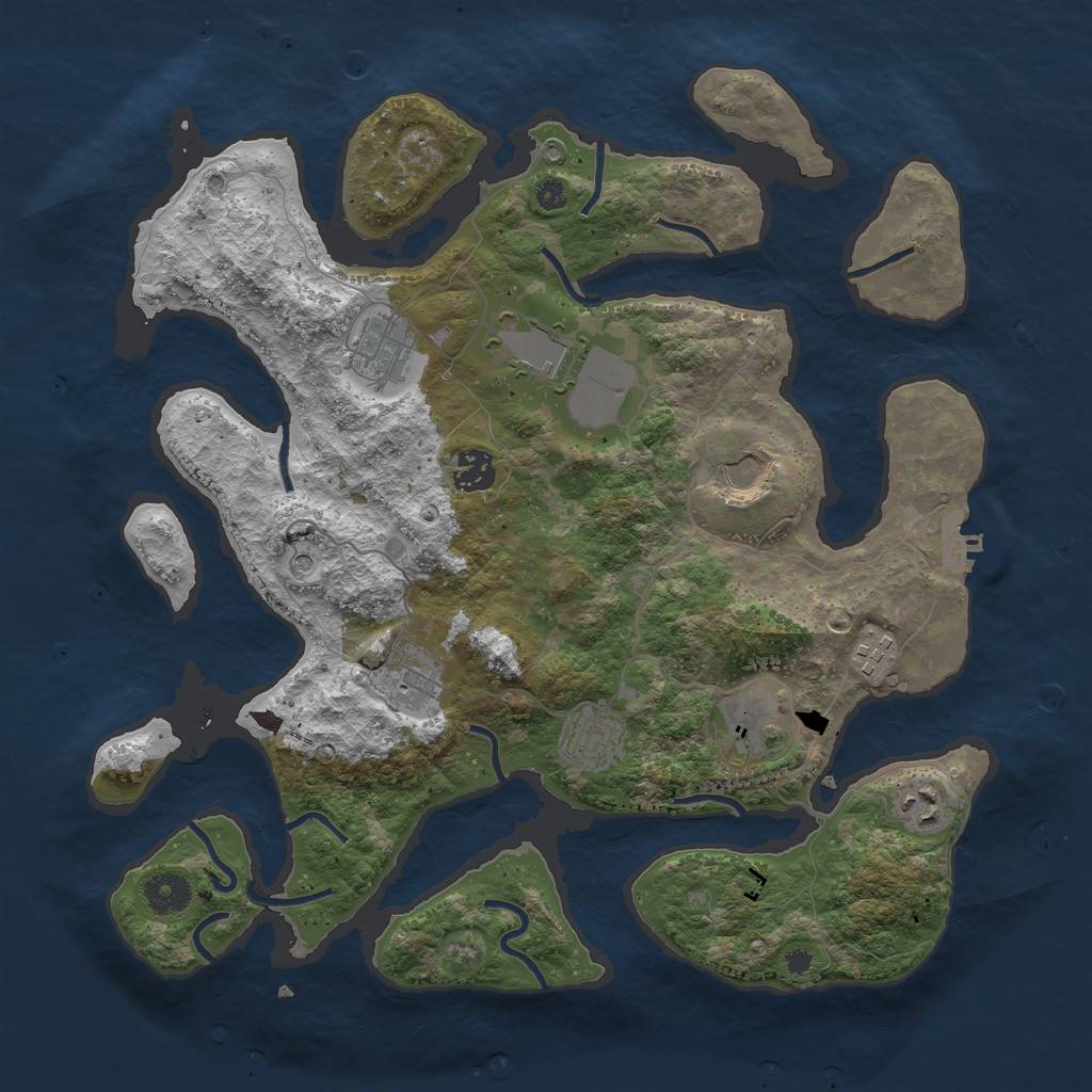Rust Map: Procedural Map, Size: 3750, Seed: 826382835, 13 Monuments