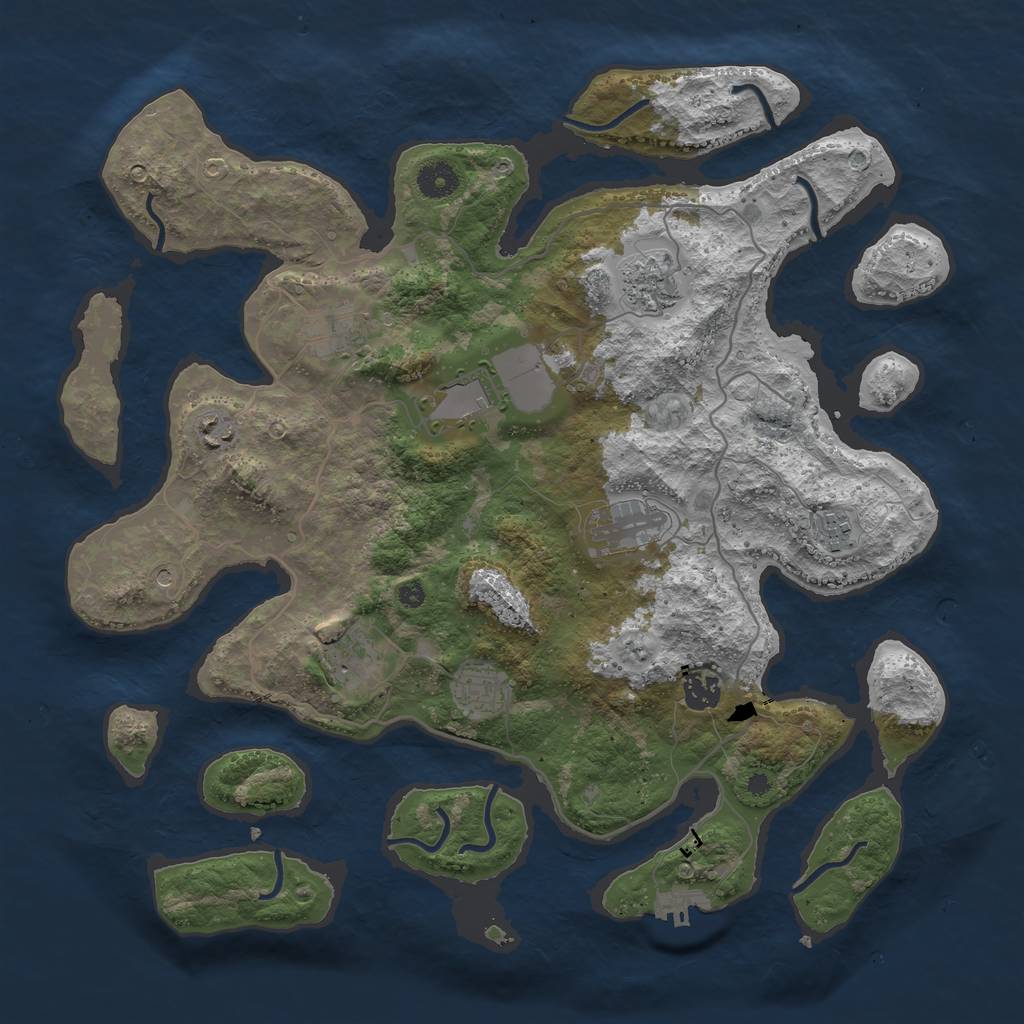 Rust Map: Procedural Map, Size: 4000, Seed: 640303218, 13 Monuments