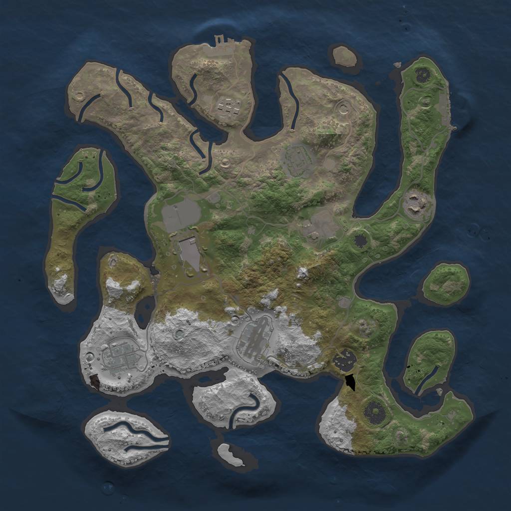 Rust Map: Procedural Map, Size: 3500, Seed: 1578296, 13 Monuments