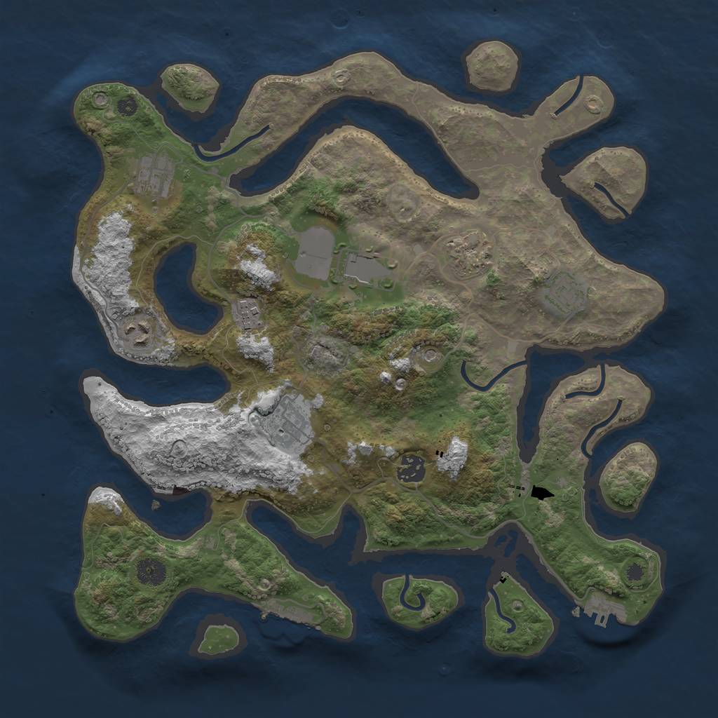 Rust Map: Procedural Map, Size: 3700, Seed: 1922144900, 13 Monuments