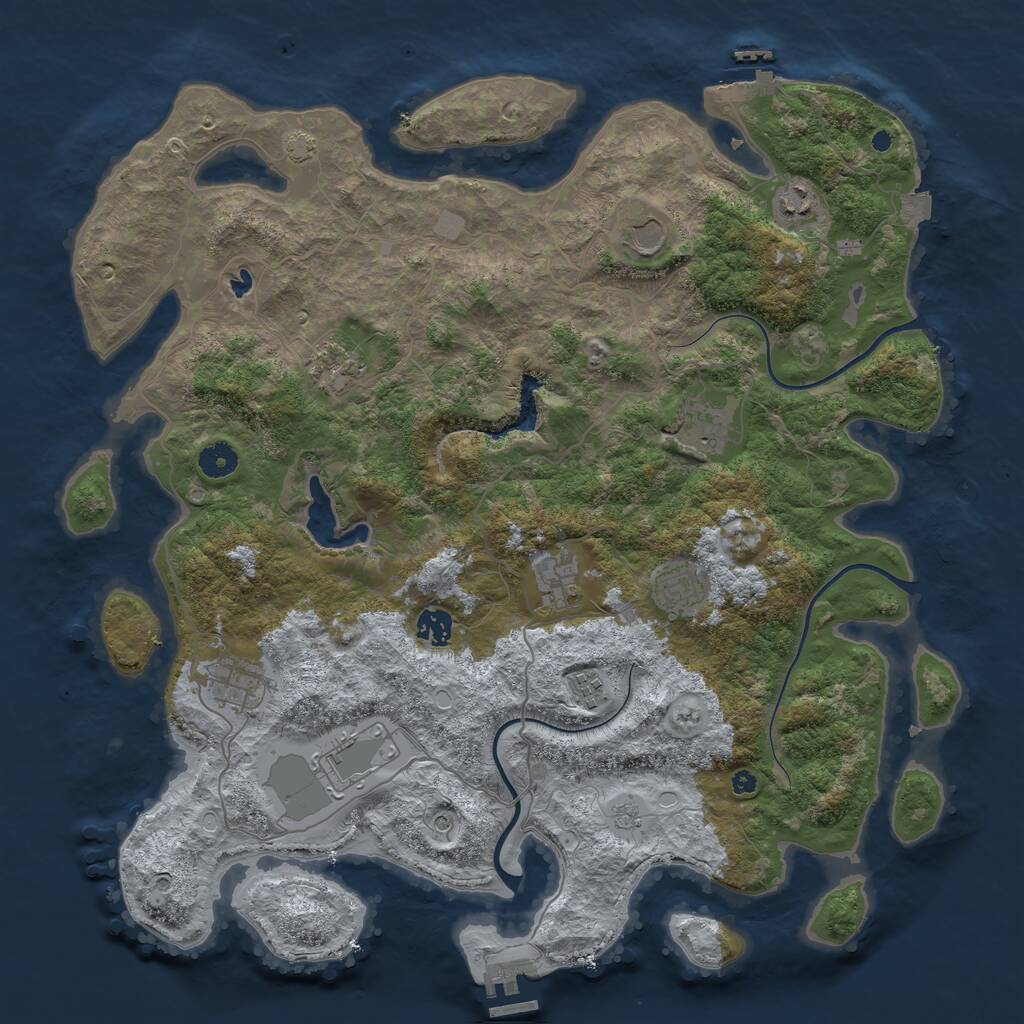 Rust Map: Procedural Map, Size: 4200, Seed: 325468, 16 Monuments