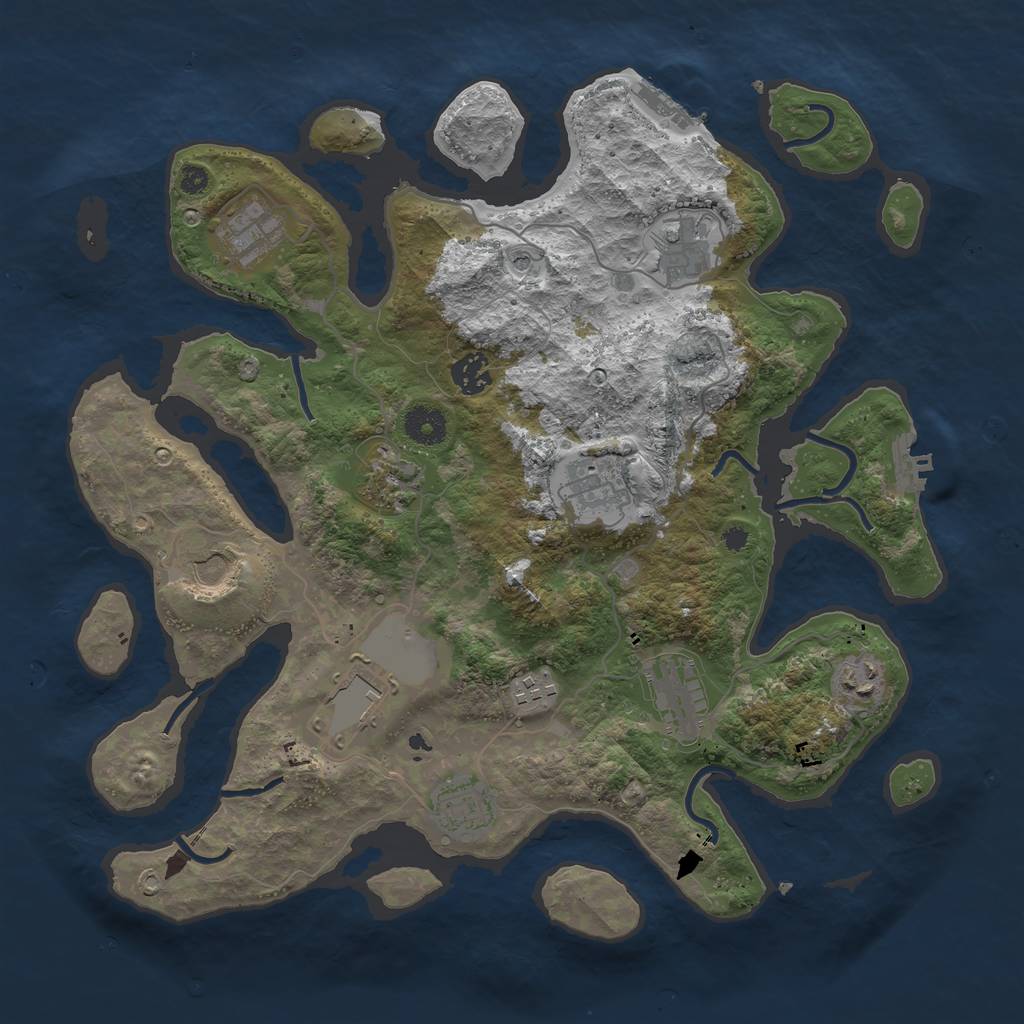 Rust Map: Procedural Map, Size: 3750, Seed: 1239700963, 16 Monuments