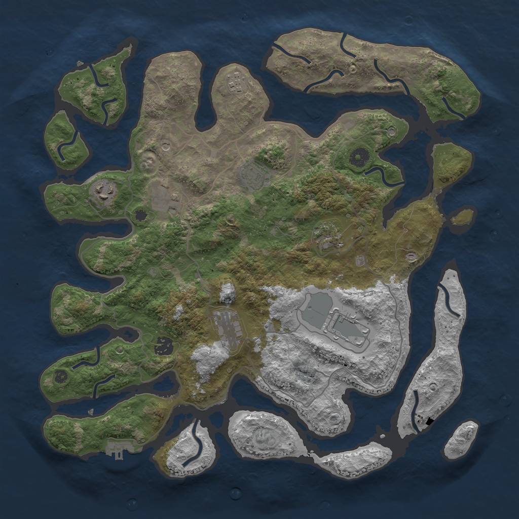 Rust Map: Procedural Map, Size: 4000, Seed: 744553650, 12 Monuments