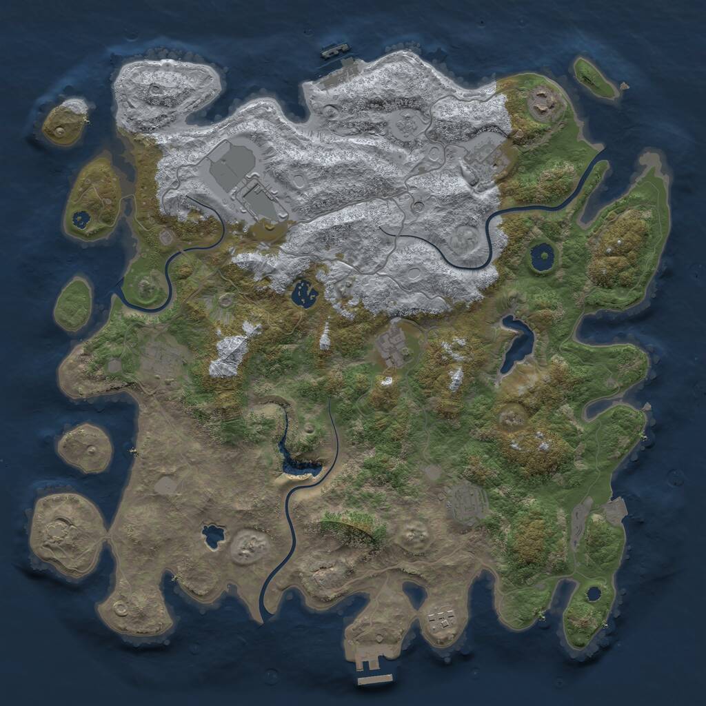 Rust Map: Procedural Map, Size: 4096, Seed: 457877, 14 Monuments