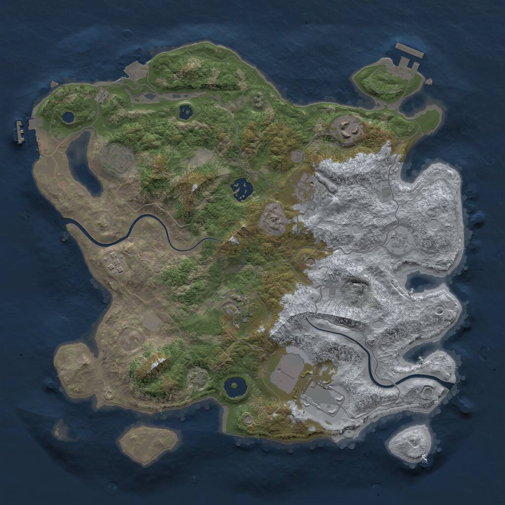 Rust Map: Procedural Map, Size: 3500, Seed: 175475925, 13 Monuments