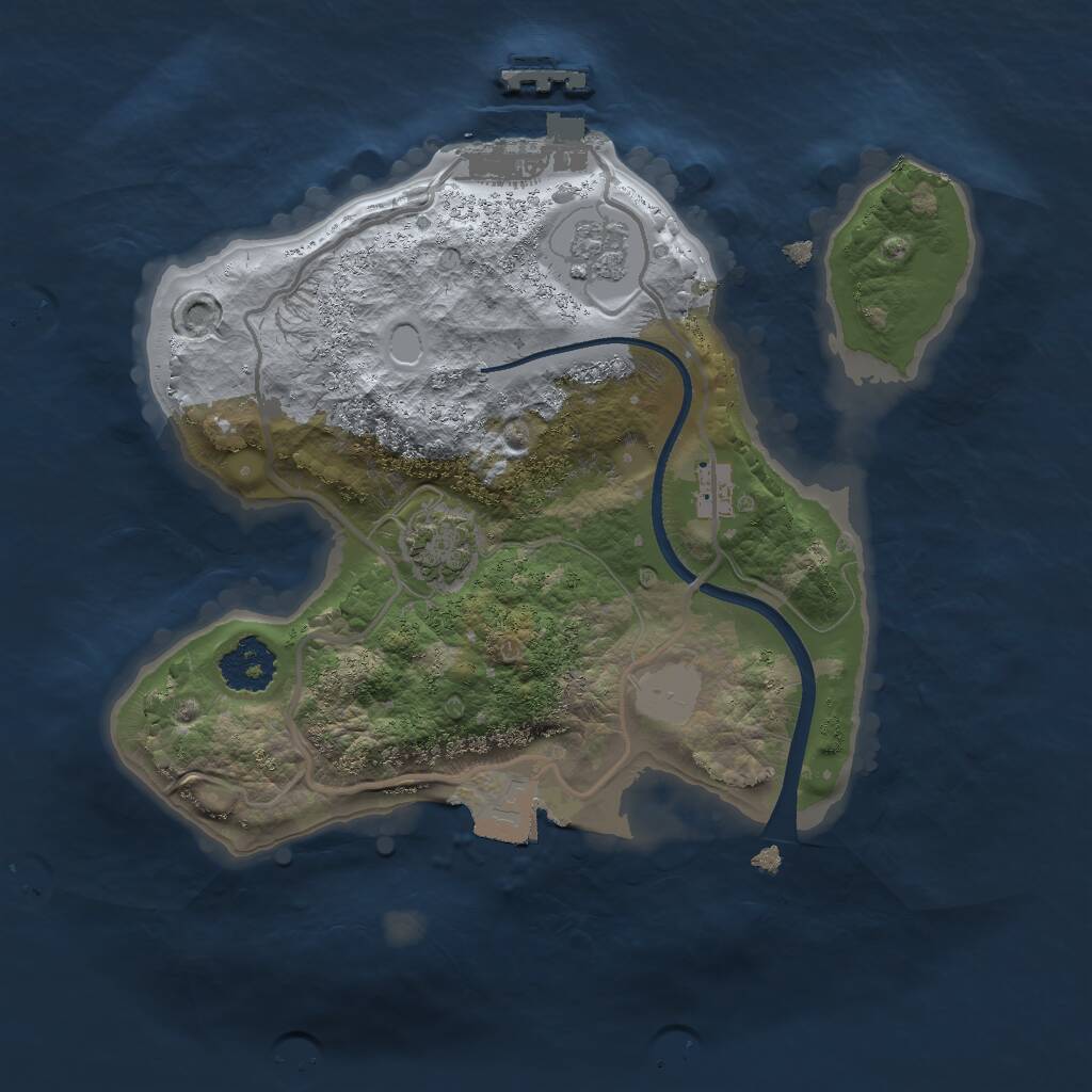 Rust Map: Procedural Map, Size: 2000, Seed: 310954100, 4 Monuments