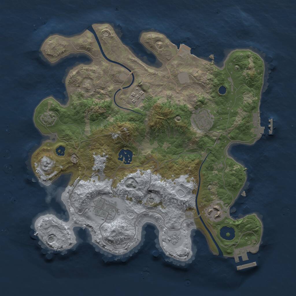 Rust Map: Procedural Map, Size: 3000, Seed: 1804705712, 11 Monuments