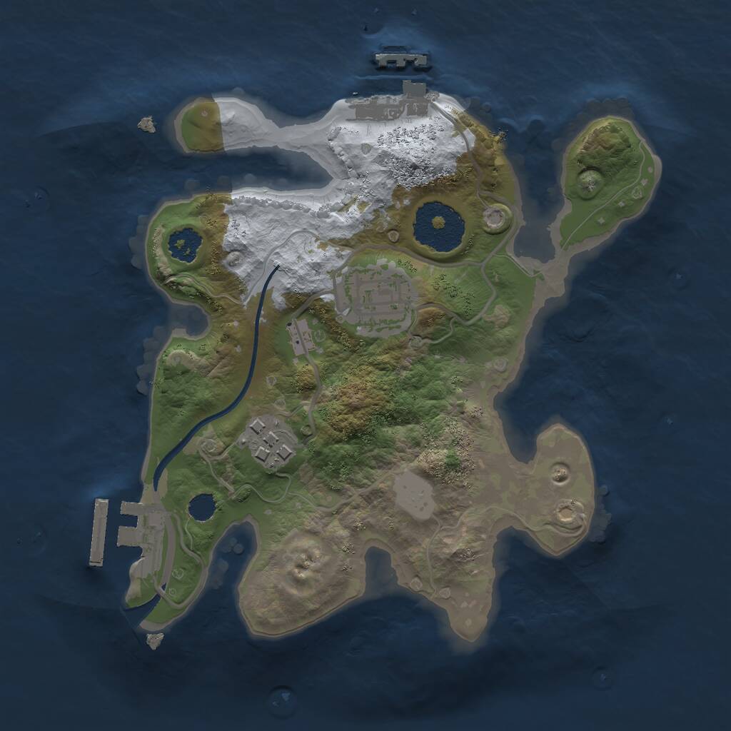 Rust Map: Procedural Map, Size: 2200, Seed: 628342, 5 Monuments