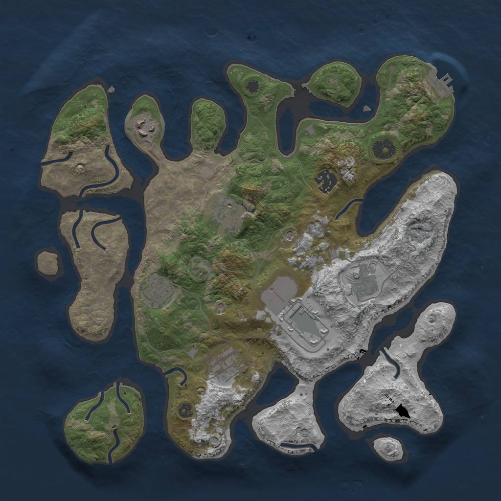 Rust Map: Procedural Map, Size: 3500, Seed: 1717, 11 Monuments