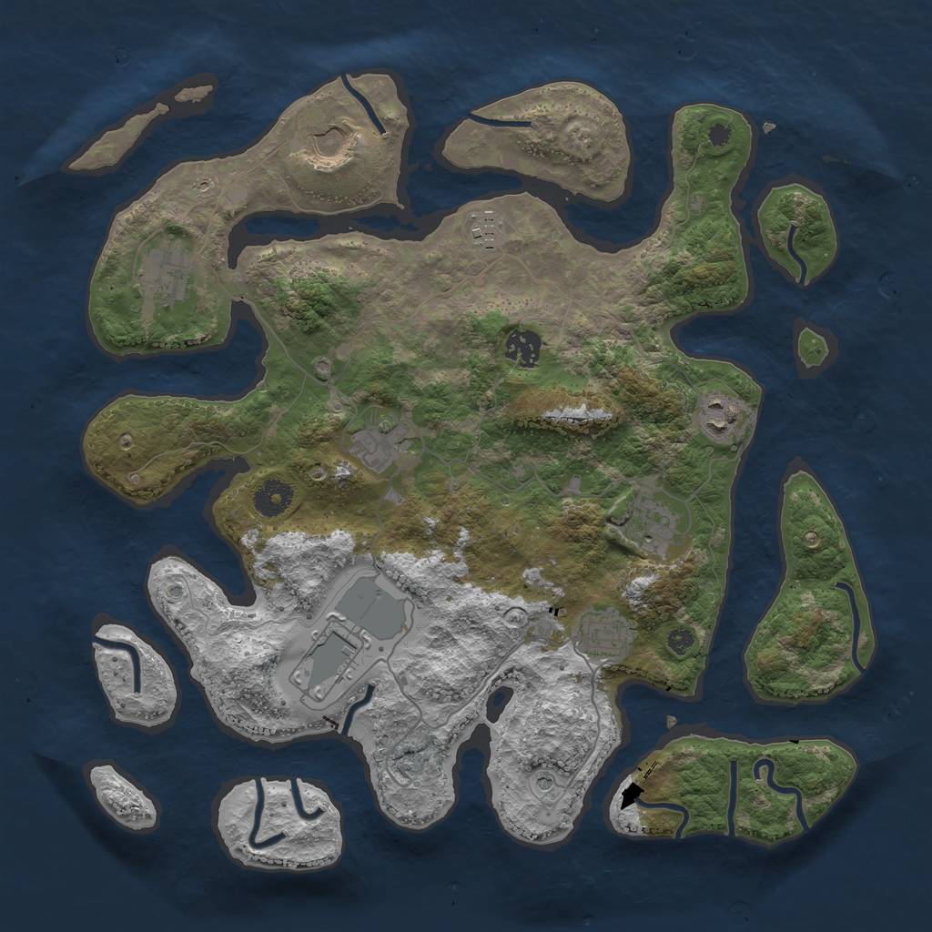 Rust Map: Procedural Map, Size: 3750, Seed: 1619598332, 12 Monuments