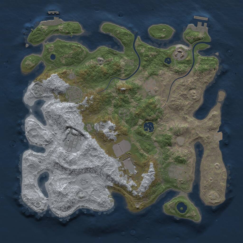 Rust Map: Procedural Map, Size: 3500, Seed: 29792, 14 Monuments