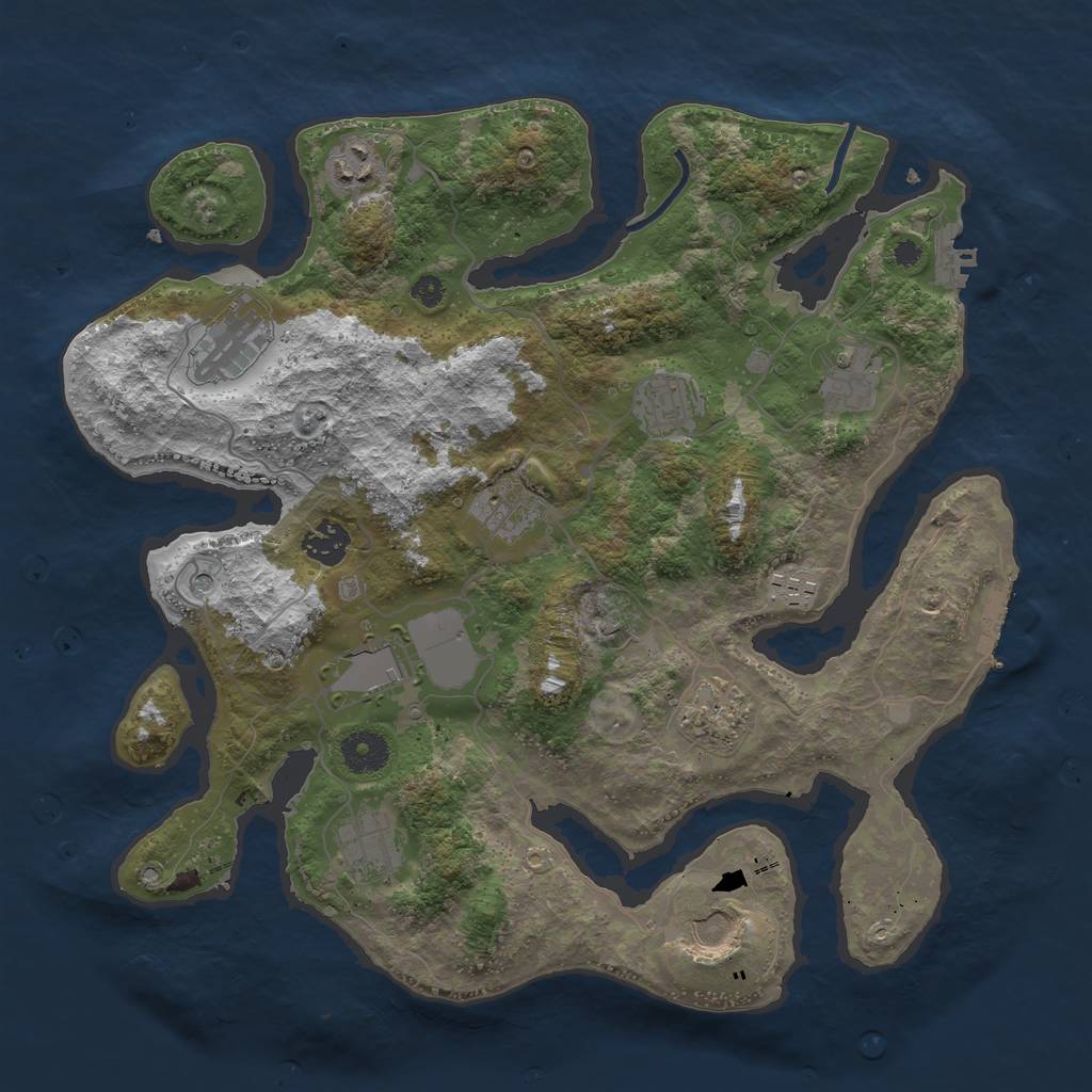 Rust Map: Procedural Map, Size: 3650, Seed: 547809620, 16 Monuments