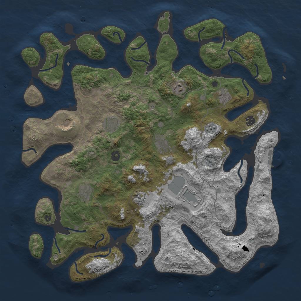 Rust Map: Procedural Map, Size: 4500, Seed: 7202009, 14 Monuments